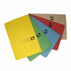 5 Star Office Document Wallet Half Flap 285gsm Recycled Capacity 32mm Foolscap Assorted Pack 50